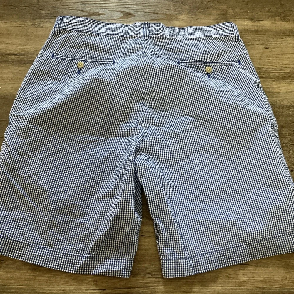 Polo Ralph Lauren Prospect Shorts Mens 33 Blue White Gingham Check‎ Seersucker